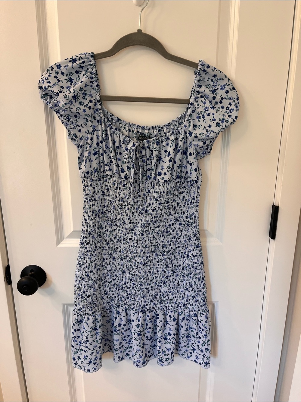 wild fable Light Blue Floral Smocked Mini Dress